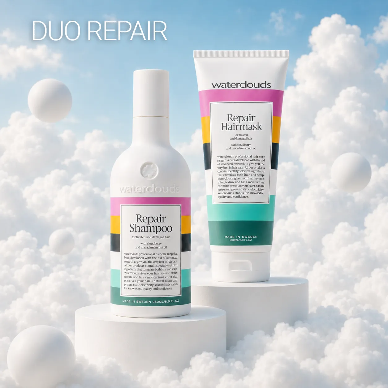 Kampanjbanner för Waterclouds Repair Shampoo 250ml & Repair Hairmask 200ml